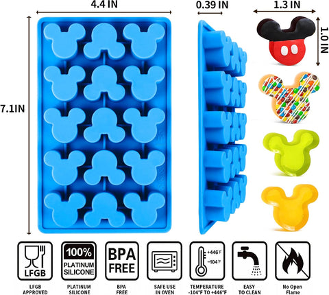 3 Pcs Mouse Gummy Candy Molds Silicone - 15 Cavity Chocolate Molds Food Grade, Non-Stick for Candy, Jelly, Chocolate, Ice Cube, Soap, Wax Melt, BPA Free and Dishwasher Safe