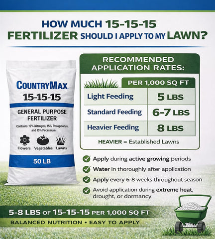 CountryMax 50LB 15-15-15 All Purpose Fertilizer, Balanced Plant Nutrition