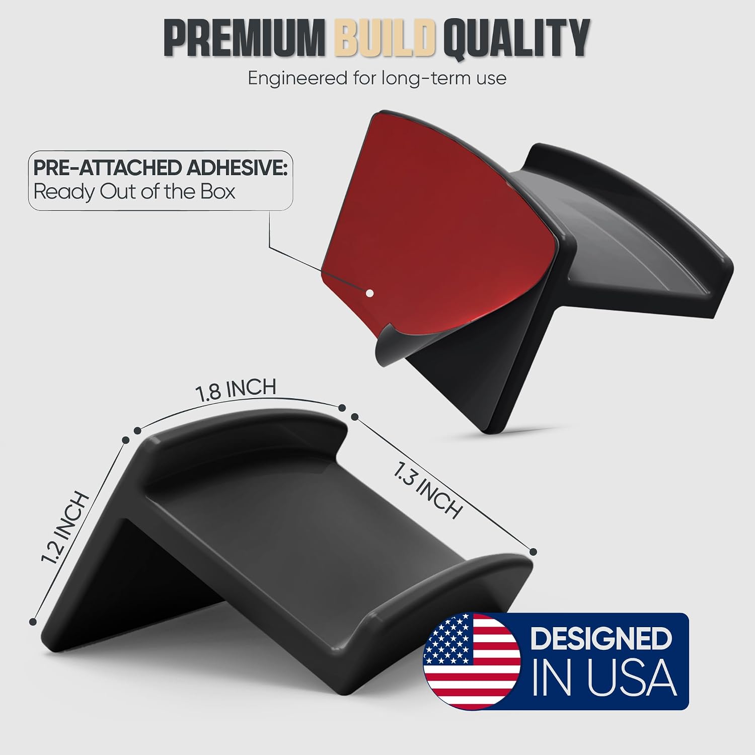 Modern JP Adhesive Hat Hooks for Wall (8-Pack) - Minimalist Hat Rack Design, No Drilling, Strong Hold Hat Hangers - USA Patented, Black