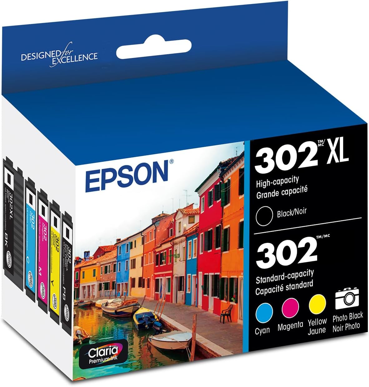 Epson 302 Claria Premium Ink High Capacity Black & Standard Color Cartridge Combo Pack (T302XL-BCS) Works with Expression XP-6000 XP-6100