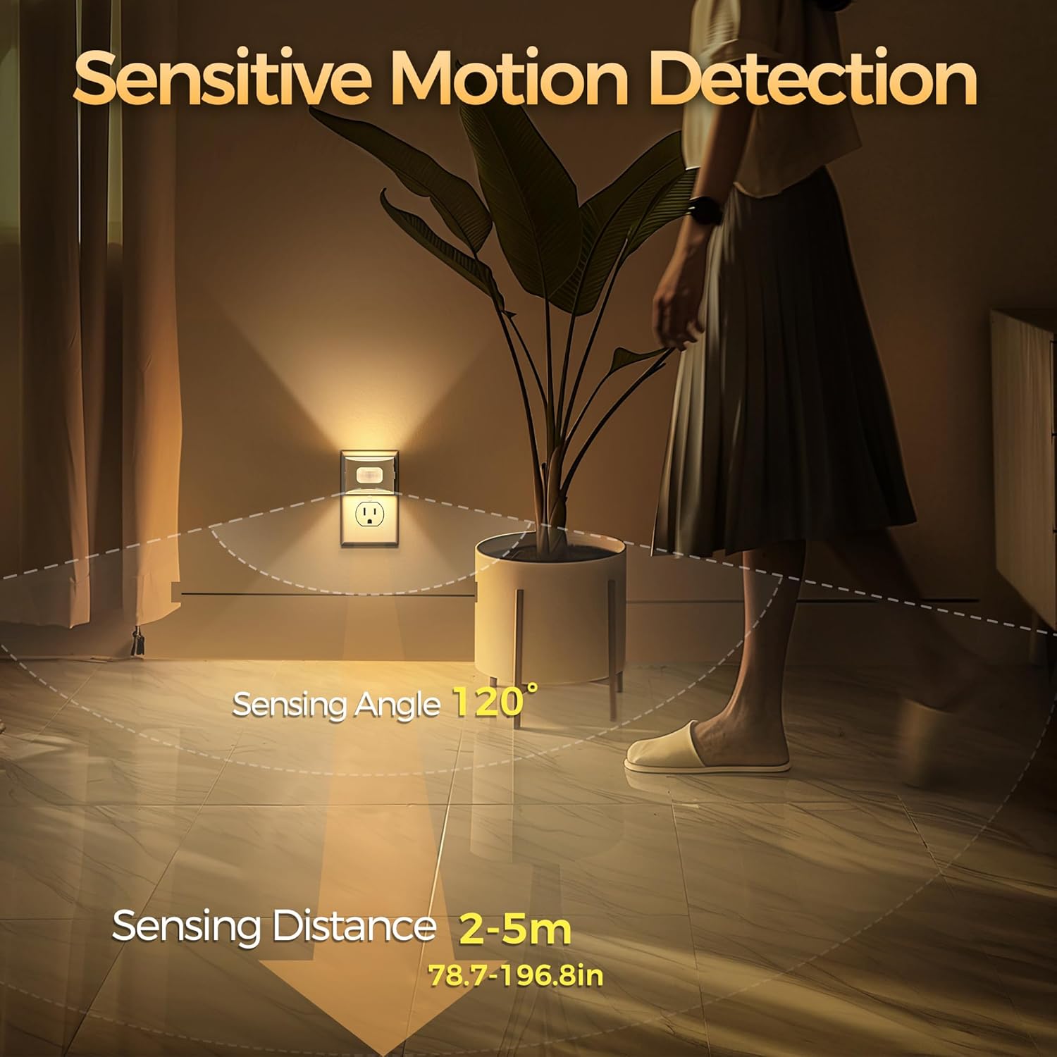 DORESshop Motion Sensor Night Light, Night Lights Plug into Wall, 3000K