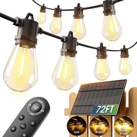 addlon 78FT(72+6) Solar String Lights Outdoor, Last 20+ Hrs, USB Charging