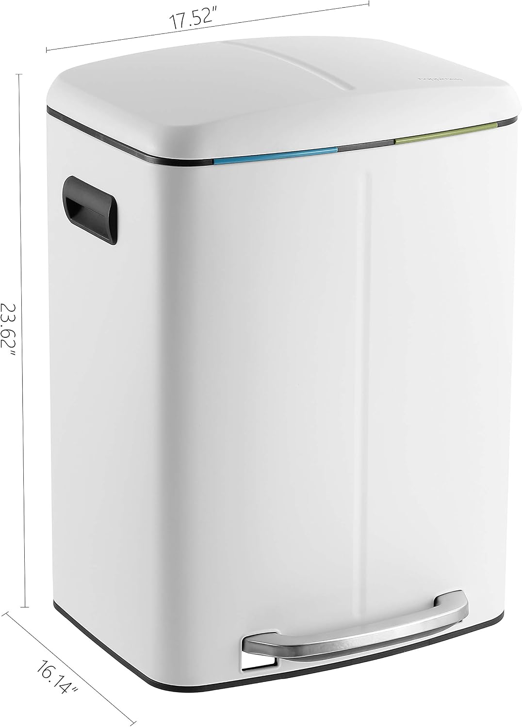 happimess Marco 10.6 Gal Double Bucket Step Trash Can, Cotton White