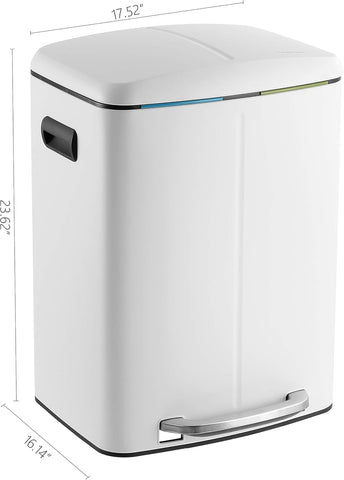 happimess Marco 10.6 Gal Double Bucket Step Trash Can, Cotton White