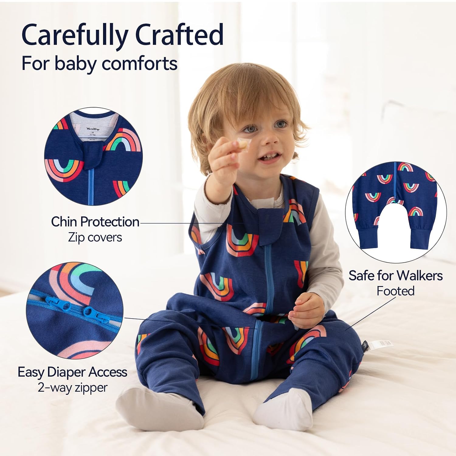Toddler Sleep Sack with Feet Legs 2t-3t 100% Cotton 0.5 Tog 3 Pack
