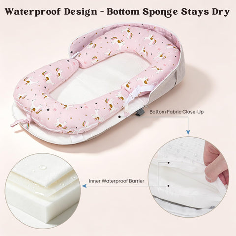 4-in-1 Baby Lounger for Newborns 0-24 Months, Portable & Foldable