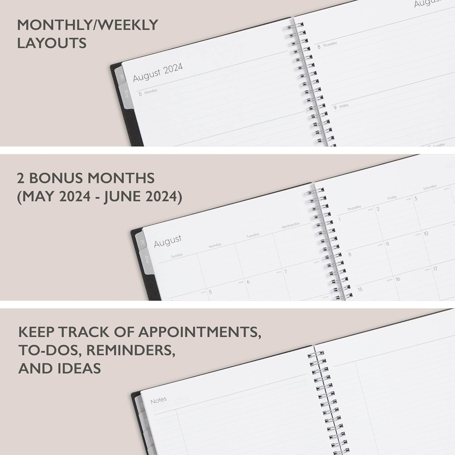 Blue Sky 2024-2025 Academic Year Weekly and Monthly Planner, 7" x 9", Flexible Cover, Wirebound, Enterprise (150147)