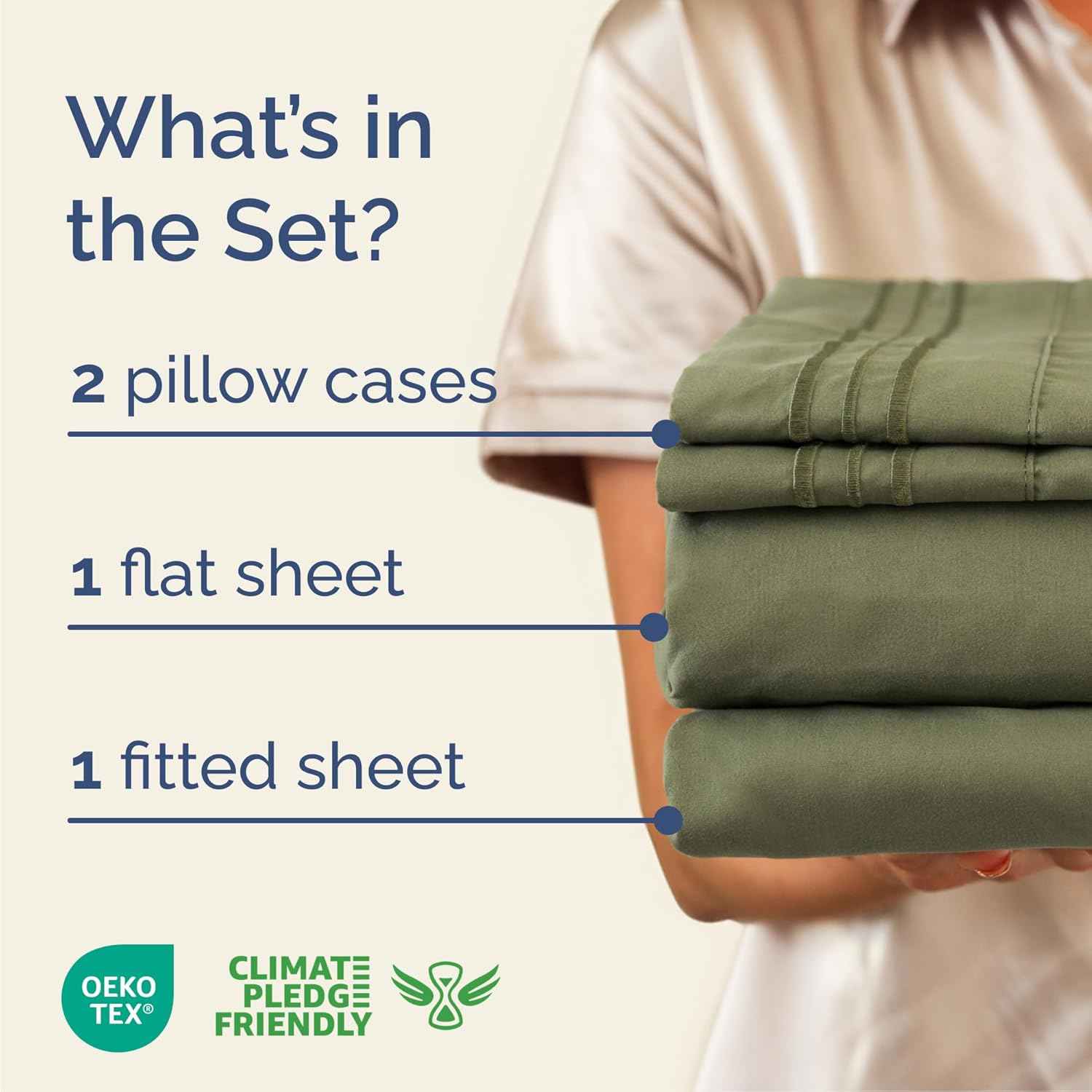 Cal King Size 4 Piece Sheet Set - Breathable & Cooling Sheets - Sage Green