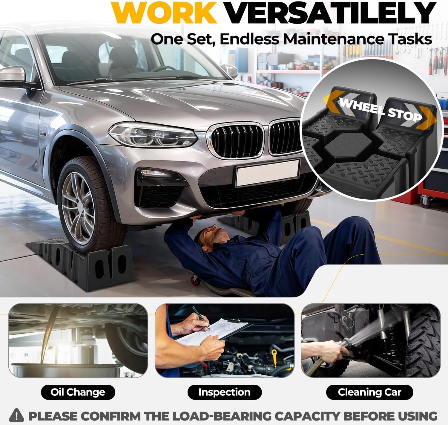 Auto Dynasty Car Ramps for Oil Changes, Low-Profile 2Pcs 2.5 Ton Capacity