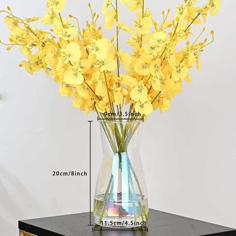 8 Inch Iridescent Glass Vase for Flowers, Modern Boho Table Decor