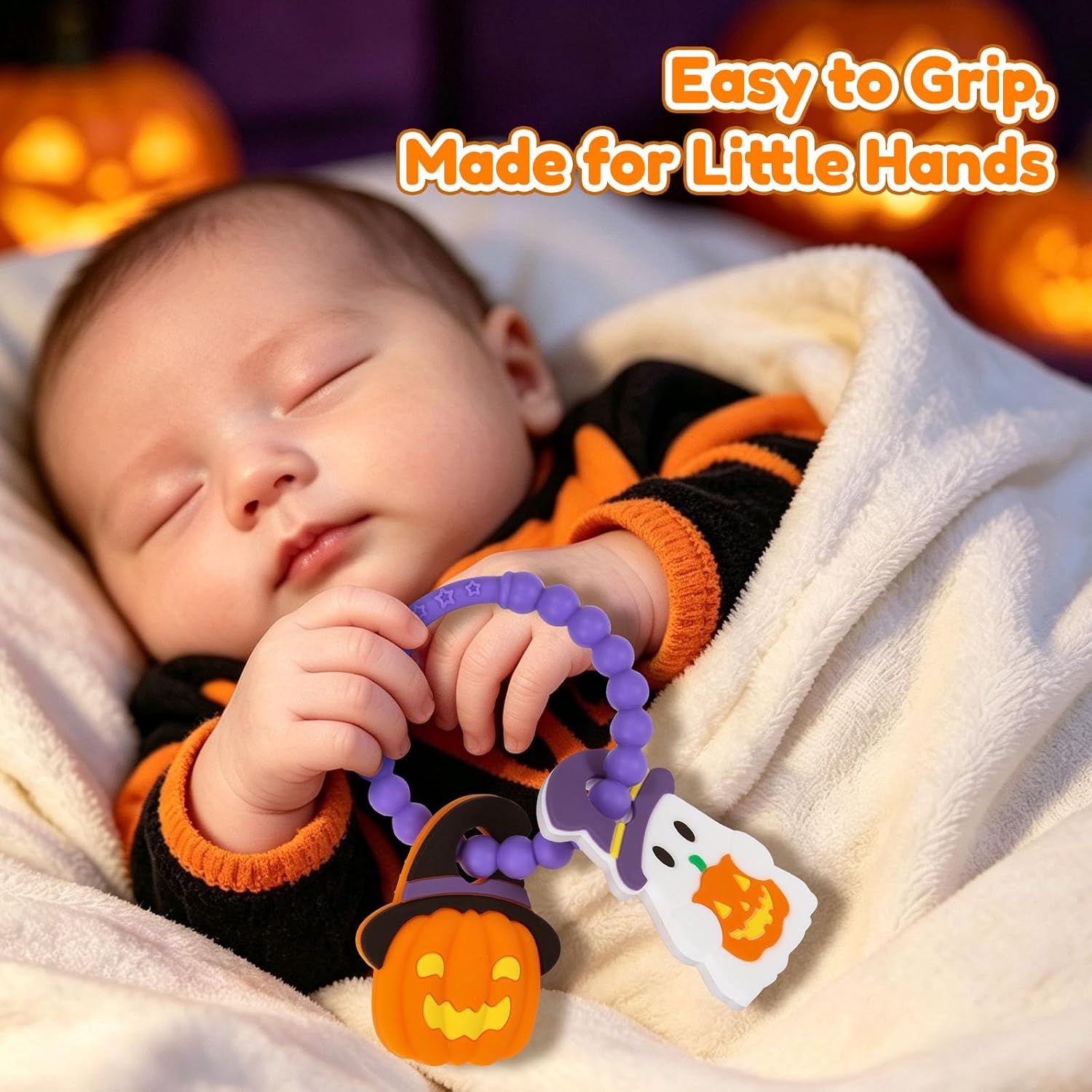 Halloween Baby Teething Toy, Pumpkin & Ghost Teether for Boo Basket Stuffer