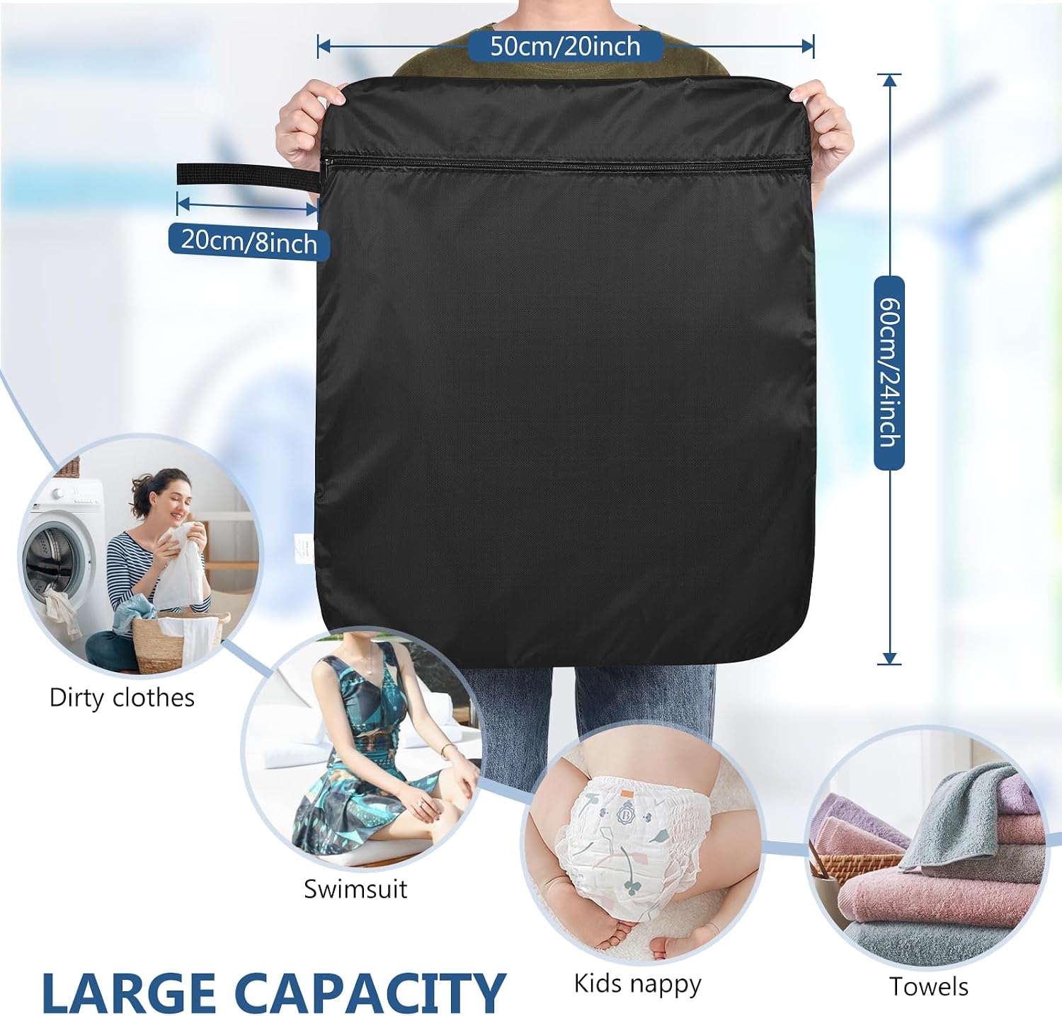 OTraki 20x24 inch Waterproof Wet Bag for Swimsuit 2 Pack, Black