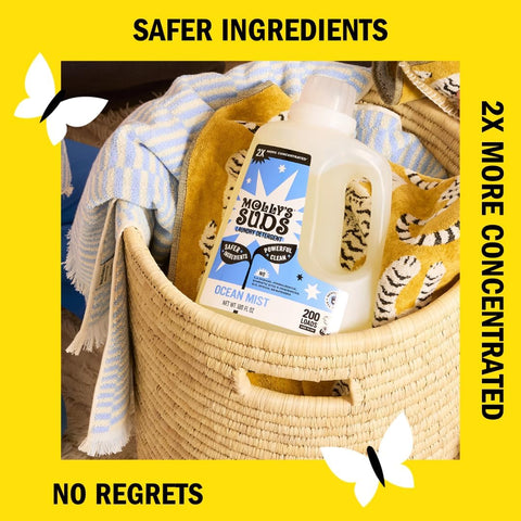 Molly's Suds Liquid Laundry Detergent | Clean Laundry Detergent Soap for Sensitive Skin | 2x Concentrated, High Efficiency (HE) (Ocean Mist - 200 Loads)
