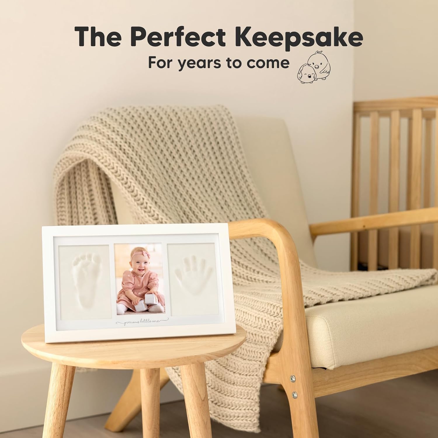 KeaBabies Baby Hand and Footprint Kit, Clay Keepsake Frame (Alpine White)