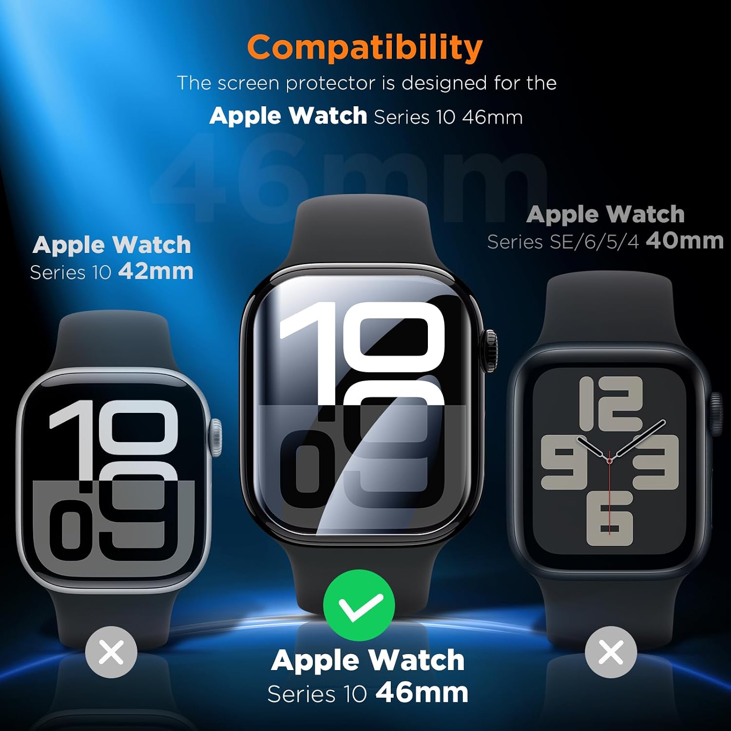 LK 4Pack for Apple Watch Series 11/10 46mm Privacy Screen Protector