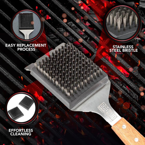 BBQ-AID Wire Grill Brush Replacement Heads, 2-Pack Cleaning Bristles