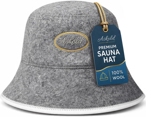 ASKOLD 2pcs Sauna Hats Wool, Sauna Hat for Men Wool Sauna Hat Banya Hat for Men Sauna Cap for Men, Sauna Hat Cap for Women White-Grey