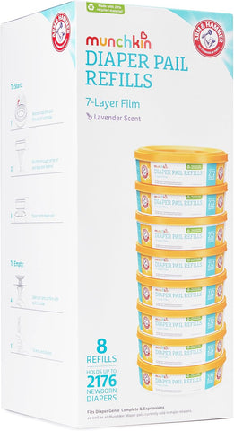 Munchkin Arm & Hammer Diaper Pail Refills, Lavender, 8 Pack