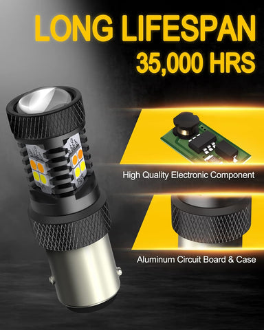 AUXITO 1157 Switchback LED Turn Signal Light Bulbs 2057 2357 7528 BAY15D P21/5W White/Amber Dual Color LED Bulbs with 3030SMD Chipsets for Turn Signal Blinker Parking Daytime Running Tail Lights