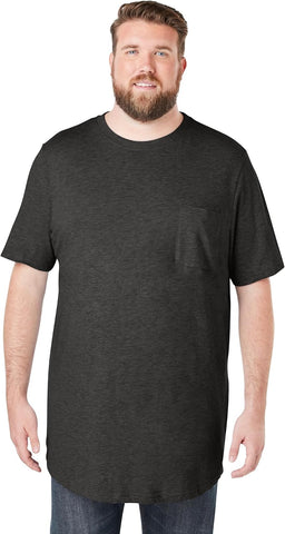 KingSize Shrink-Less Lightweight Longer-Length Crewneck Pocket T-Shirt