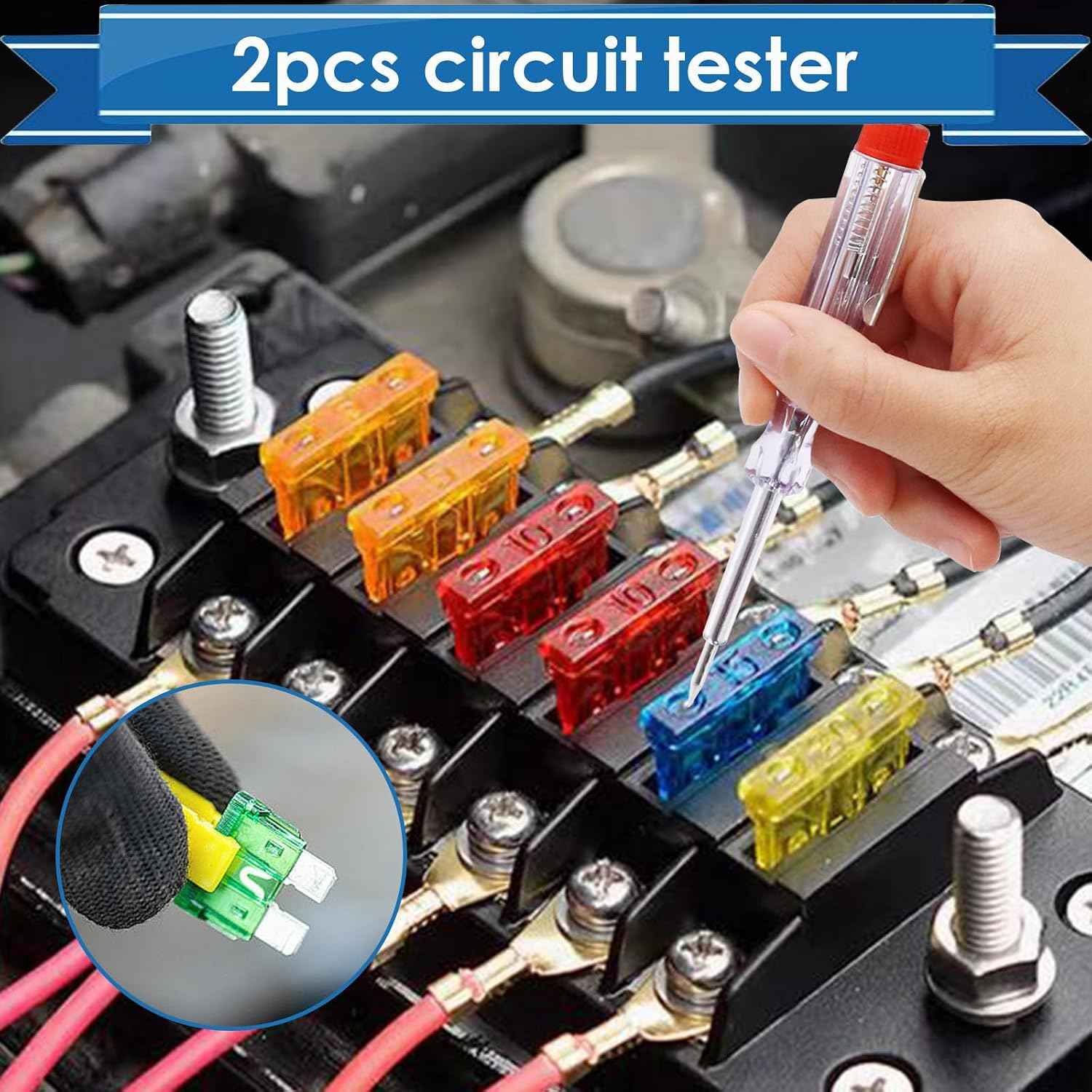 Car Fuses Assortment Kit with Fuse Puller and Circuit Tester - Standard & Mini & Low Profile Mini Fuse Kit (3A 5A 7.5A 10A 15A 20A 25A 30A 35A 40A)