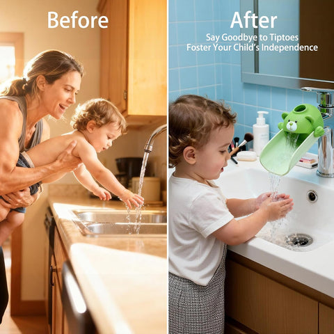 SKYROKU Faucet Extender for Toddlers with Temperature Sensor, Cute Bear