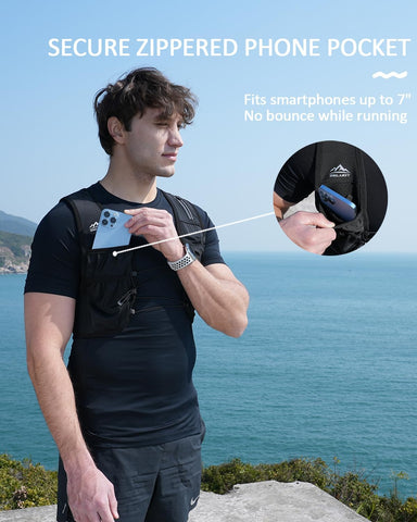 Zelvot Running Vest for Women Men, US Patent, Adjustable Chest Straps Running Hydration Vest with 500ml Soft Flask, Lightweight Reflective Hydration Backpack for Marathon