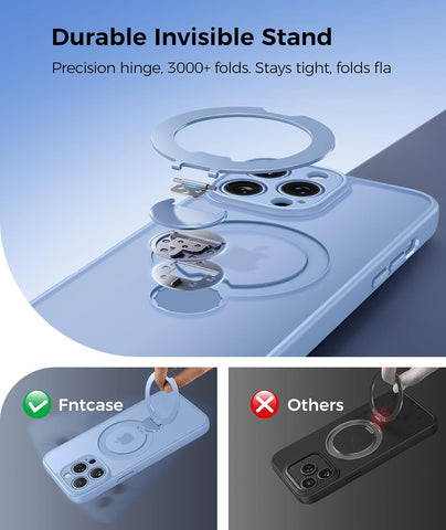 FNTCASE for iPhone 13 Pro Max Case with 360 Spin Magnetic Stand Light Blue