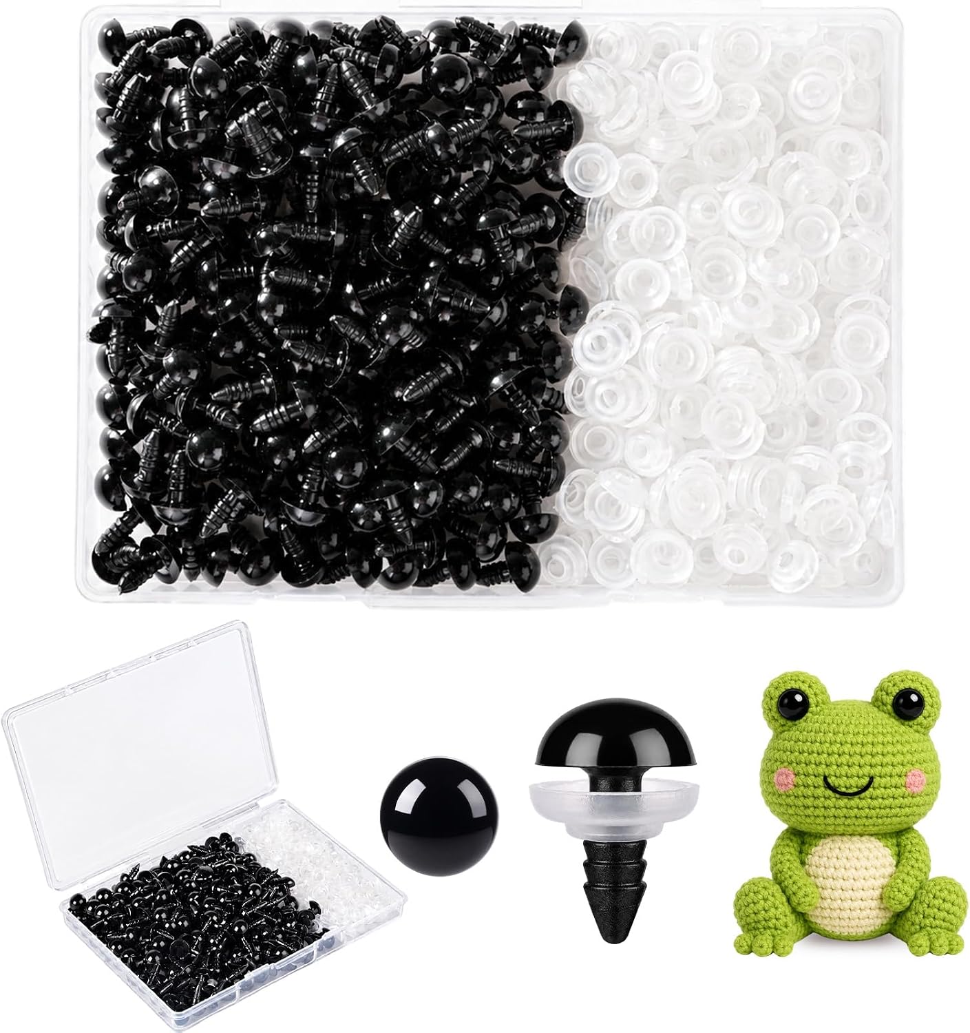 MUCUNNIA 400pcs 12mm Black Safety Eyes with Washers for Crochet Amigurumi