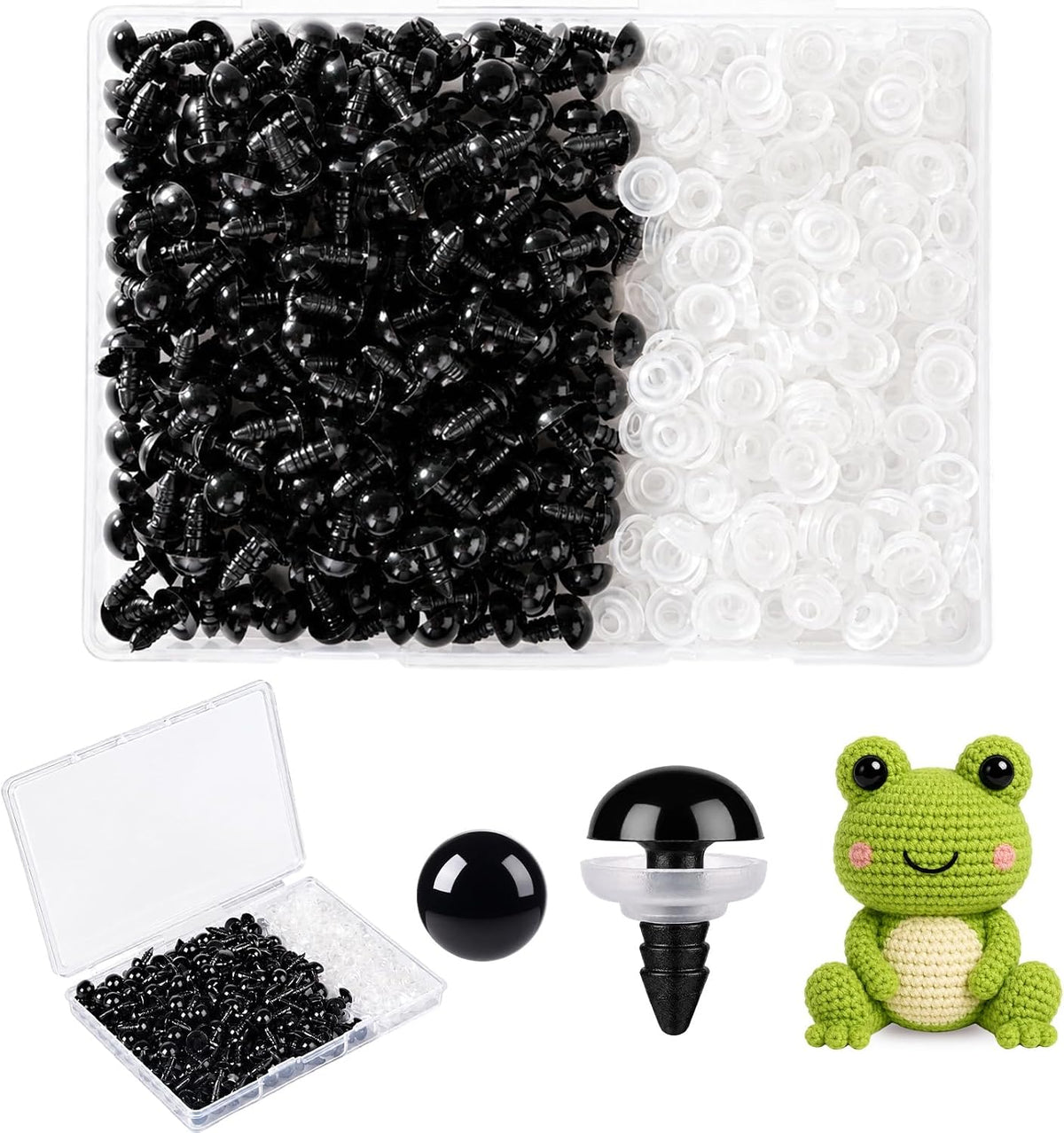 MUCUNNIA 400pcs 12mm Black Safety Eyes with Washers for Crochet Amigurumi