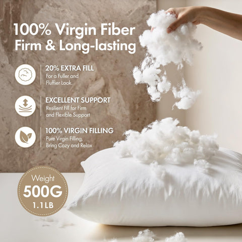 MIULEE 18x18 Pillow Inserts 4 Pack, 100% Virgin Fiber Filling Throw Pillows