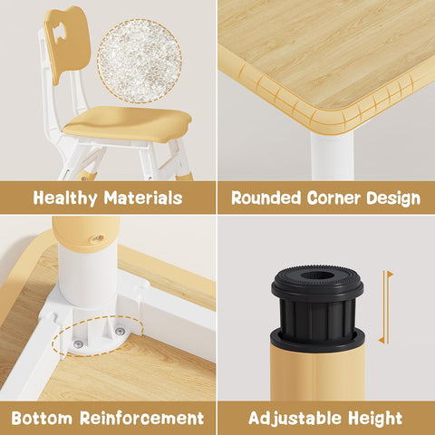 Brelley Adjustable Toddler Table and Chair Set, 31.5" L x 23.6" W Beige
