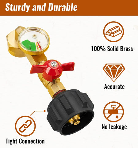 CALPOSE Propane Refill Adapter with Valve and Gauge