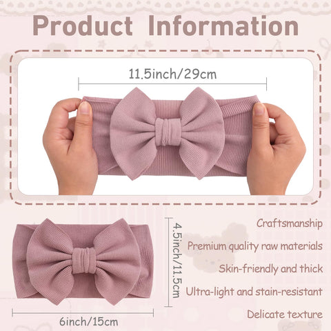 CÉLLOT 8 Colors Super Stretchy Soft Knot Bow Nylon Headbands for Baby Girls