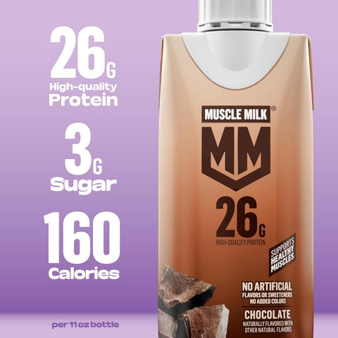 Muscle Milk High Protein Shake, Chocolate, 11 fl oz Cartons (12 Pack)