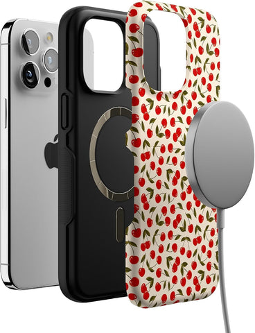 Casely iPhone 15 Pro Max Case | Cherry on Top | Red Cherries | Bold Protective Design | Compatible with MagSafe