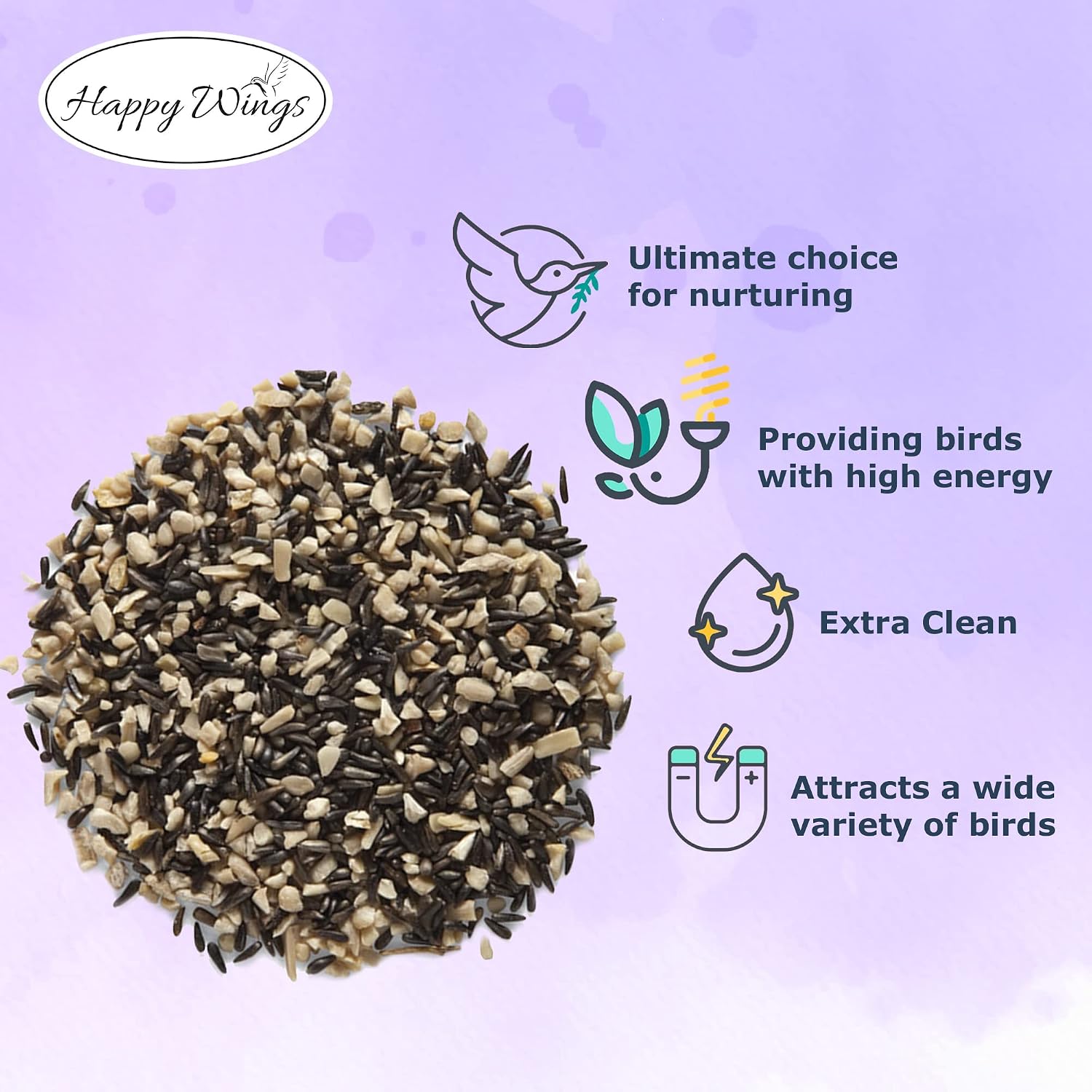 Happy Wings 5 LB Finch Blend Bird Food Mix, Thistle Seed & Sunflower Kernel