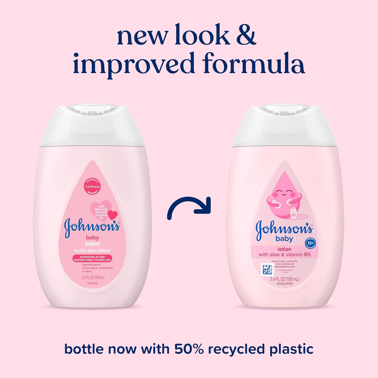 Johnson's Baby Lotion with Coconut Oil, Aloe Vera & Vitamin B5, 3.4 fl oz