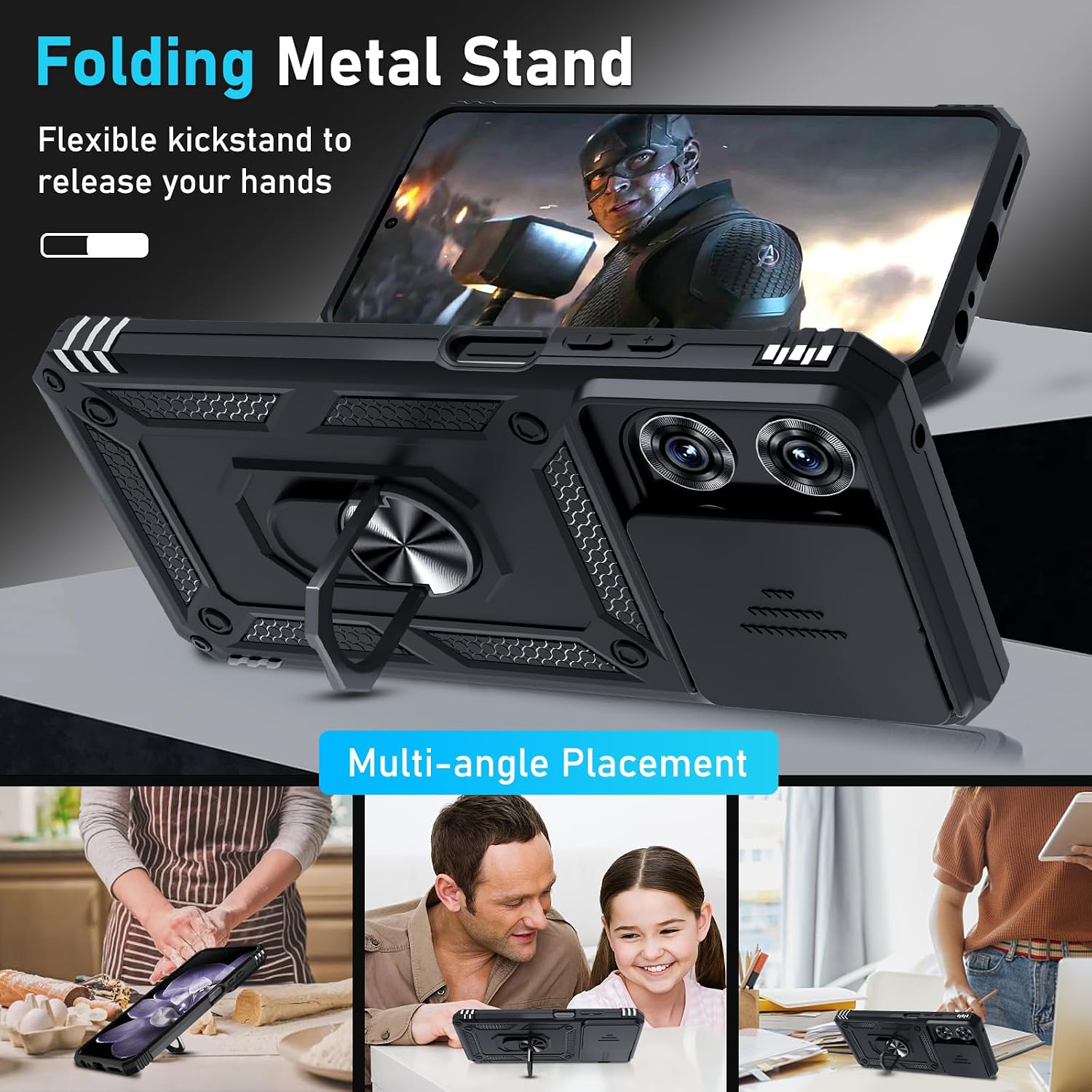 for Moto G 2026/2025 Case,Moto G Play 2026 Case Built in Slide Camera Cover