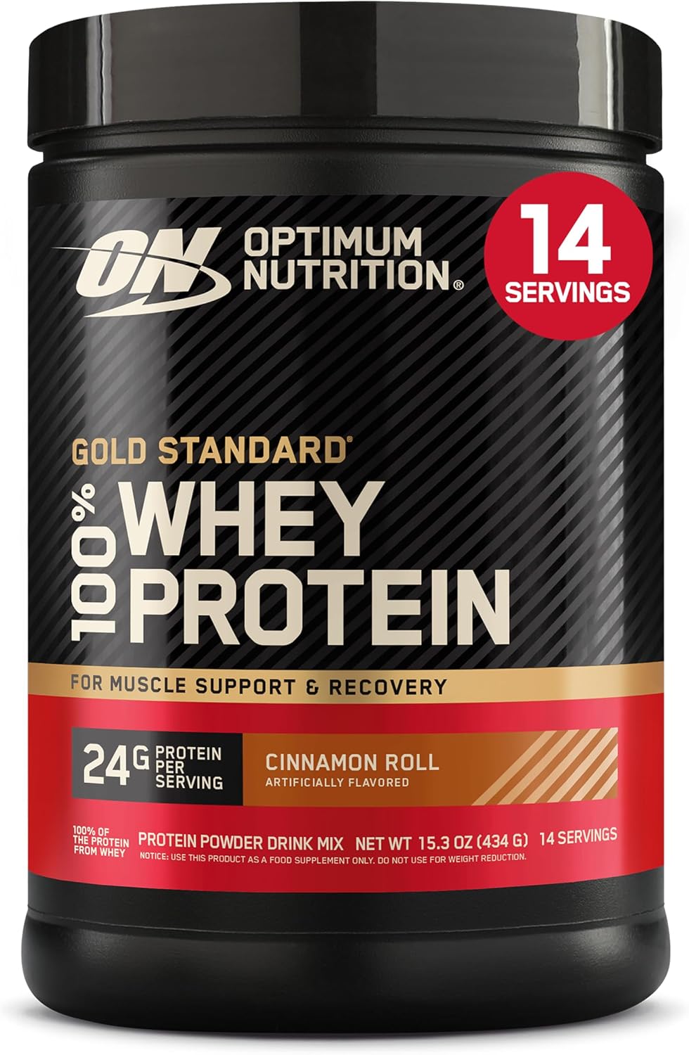 Optimum Nutrition Gold Standard Whey Protein Powder, Cinnamon Roll, 1 LB