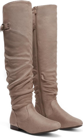 DREAM PAIRS Women's Over The Knee Flats Slouch Thigh Boots