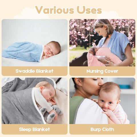 UNIMADE Hooded Towel for Newborn, 2 Pack Soft Coral Fleece Baby Towels