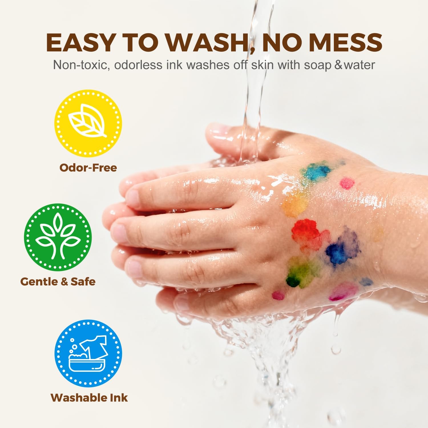 Jar Melo Washable Dot Markers for Toddlers, 6 Colors, Large 60ML