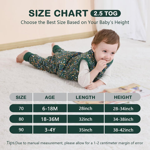 Mosebears Cotton Toddler Sleep Sack with Feet 2.5 TOG Ultra Soft Toddler Sleeping Sack Walker Wearable Blanket