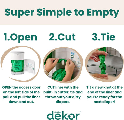 Diaper Dekor CLASSIC Diaper Pail Refills 2 Count Unscented Exclusive End-of-Liner Marking Quick & Easy to Replace Most Economical Refill System for Original and Eko Style Pails