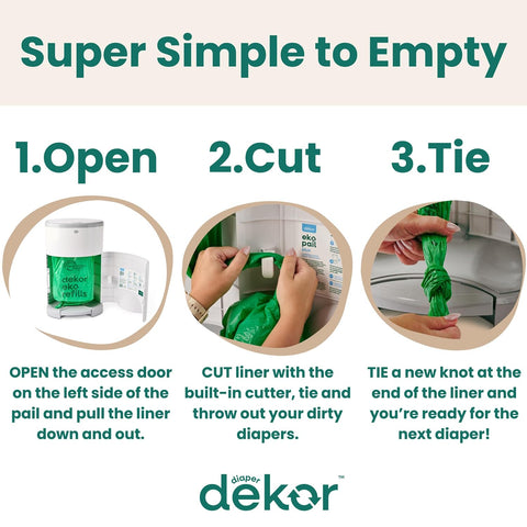 Diaper Dekor MINI Refills, 2 Count | ONLY Eco-Friendly Diaper Pail Refills Made With 70% Recycled Materials | Quicker, Easier & More Cost Effective than Trash Bags | Unscented