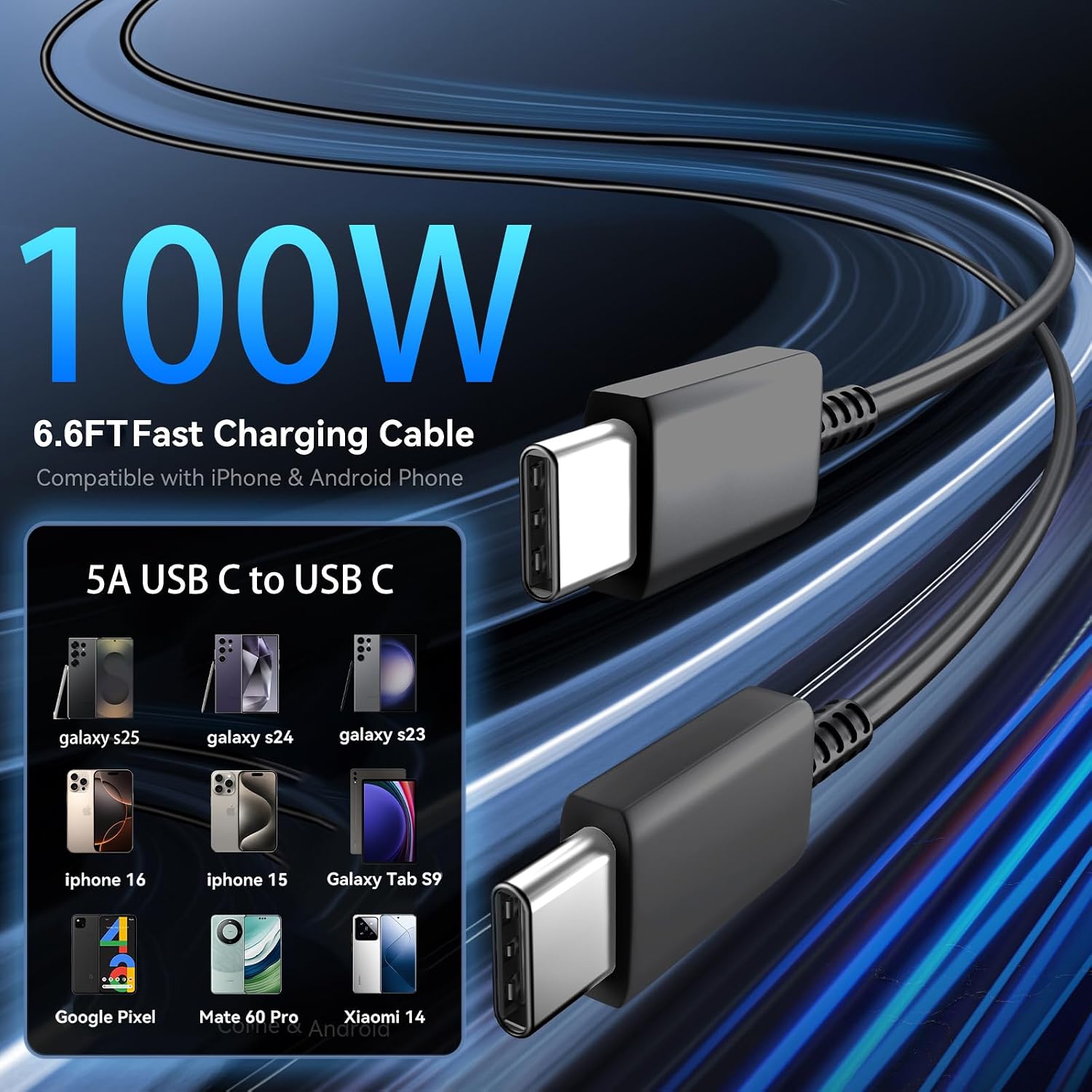 60W USB C Charger Super Fast Charging 3.0 for Samsung Galaxy S26 Ultra, Type C Charger Block with 6.6 FT Long USB C Fast Charging Cable for Samsung Galaxy S26 Ultra/S26/S26+/S25 S24 S23 S22