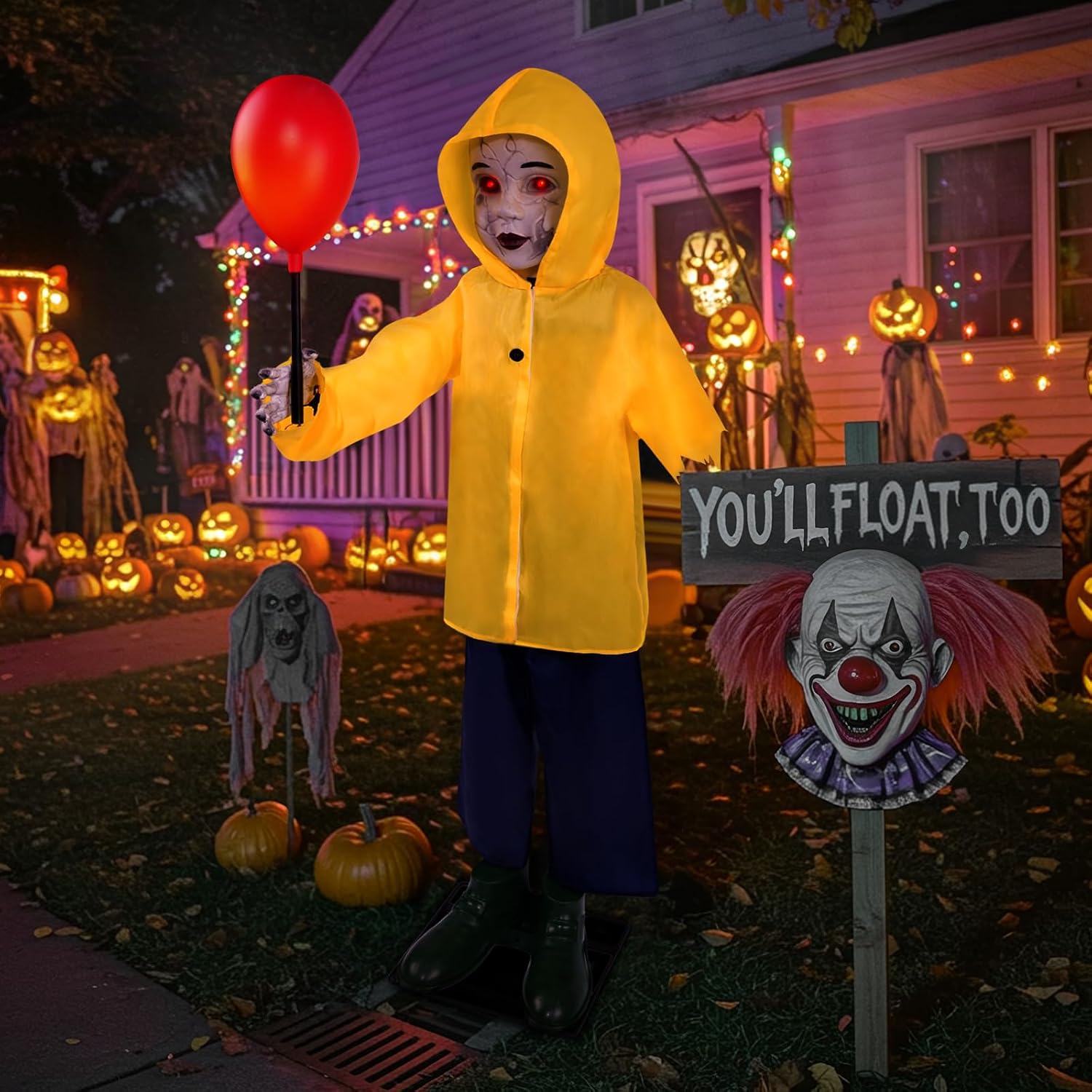 4 Ft Life Size Halloween Animatronics Prop with Sound & Touch