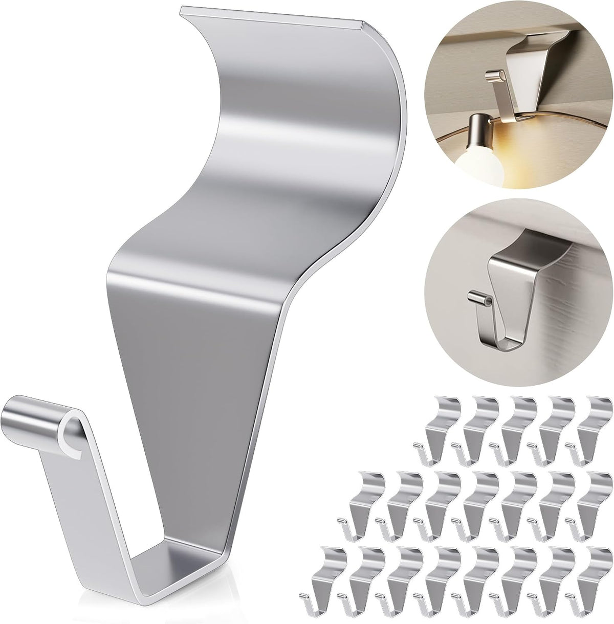 Amuille No-Hole Vinyl Siding Hooks 20 Pcs, Stainless Steel Clip 12 LBS Load