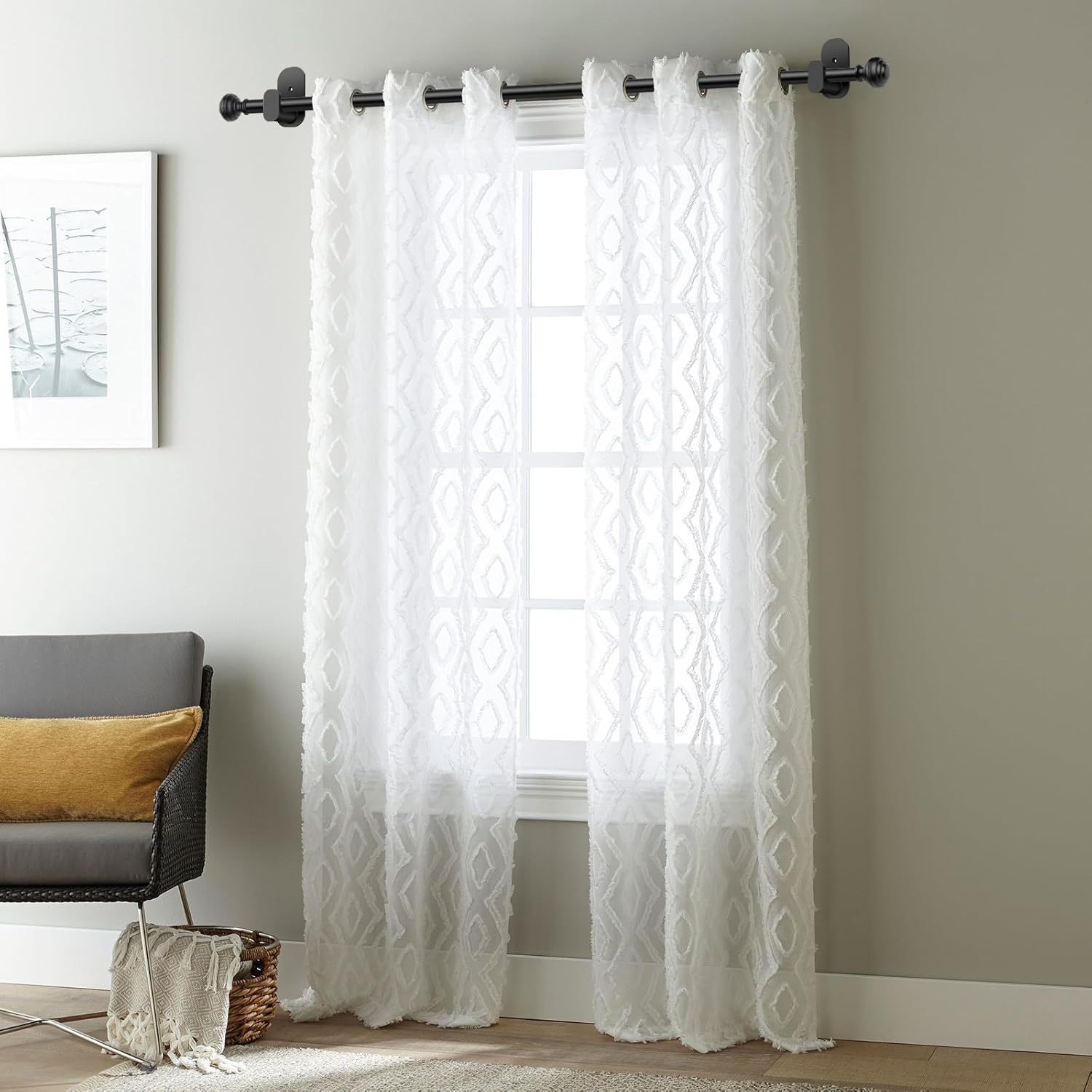 KAMANINA Curtain Rods No Drilling for Windows 16 to 30 Inches, Black